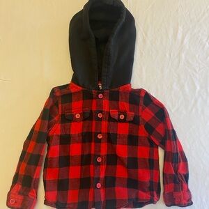 Wonder Nation Red and Black Plaid Hoodie Shirt